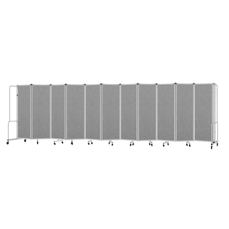 National Public Seating Room Divider, 6' Height, 11 Sections, Grey Panels and Grey Frame RDG6-11PT02